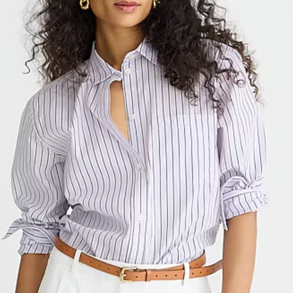 J. Crew Garçon Classic Shirt Striped Cotton Poplin Lavender Size 2 NWOT
